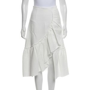 RACHEL COMEY Designer White Ruffle Midi Skirt NWT!